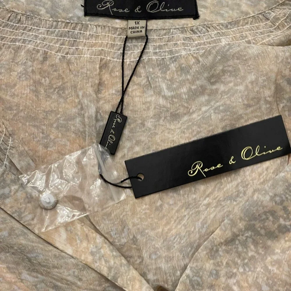 NWT Rose and Olive Women's Ice-Dye Blouse size 1X - Picture 12 of 14